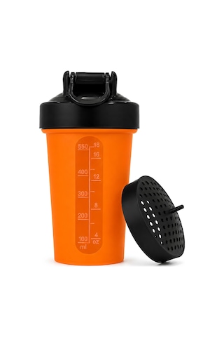 Gym Shaker 550 Ml Ölçekli Sızdırmaz Kapaklı Protein Shaker Turuncu