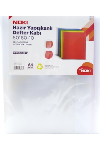 Noki A4 10'lu Şeffaf Yapışkanlı Defter Kabı 60160-10