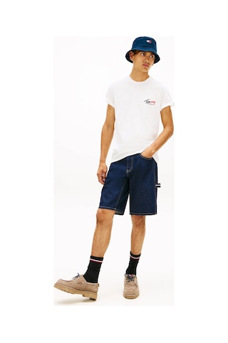Tommy Hilfiger Tjm Dar Kesim Göğüs İmzalı Kısa Kollu Erkek Beyaz T-shirt Dm0dm22538ybl Beyaz