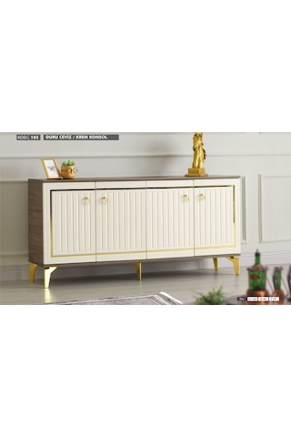 Duru Gold Detaylı Ceviz-beyaz Konsol Beyaz - Ceviz