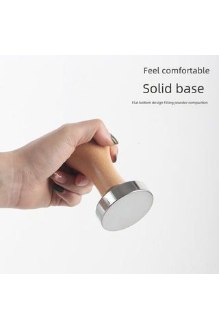 Teltree Ahşap Saplı Metal Kahve Presi 51mm Paslanmaz Çelik Kaplama Kahve Tozunu Doldurma Ve Düzleştirme Aracı Diğer