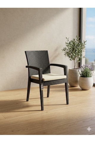 Novussi Paris Rattan Koltuk Minderli 4'lü Paket Antrasit