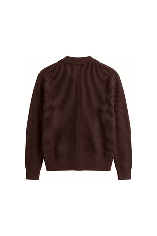 Genıus Store Erkek Hırka Oversize Kalıp Düğmeli Polo Yaka Triko Kazak Çekme/uzama Yapmaz Erkek-hırka Kahverengi