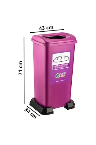 Omnipazar Sy-4398 Sıfır Atık Ekmek Geri Dönüşüm Çöp Kutusu 70 Lt Mor 5 Adet Mor