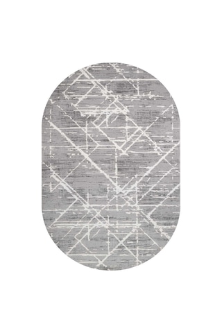 Etro Dekoratif Modern Akrilik Makine Oval Halı Et06 Koyu Gri