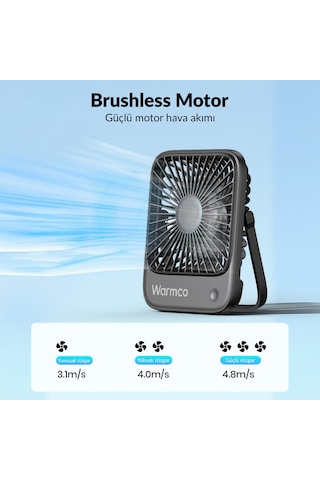 Warmco D1 Masaüstü Vantilatör Usb Ve Type-c Bağlantılı Taşınabilir Ultra İnce Soğutucu Fan Siyah