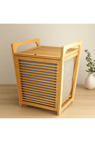 Bambu Kirli Çamaşır Sepeti 40x35x60 Cm Renkli