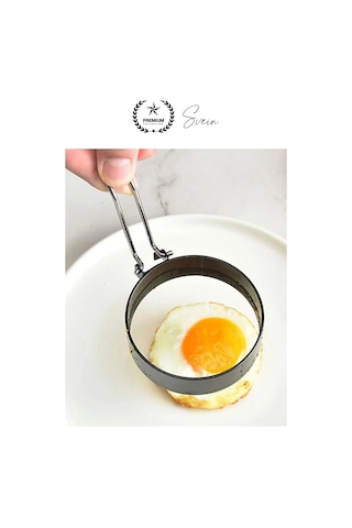 Premium Yanmaz Yapışmaz Paslanmaz Metal Yuvarlak Omlet Krep Kalıbı Tava Sahanda Yumurta Pankek Çok Renkli