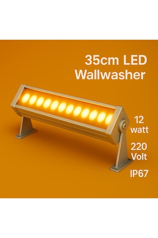 35cm 12w Led Wallwasher Amber Dış Cephe, Minare, Bahçe Aydınlatma Iç-dış Kullanım Ip65 Amber
