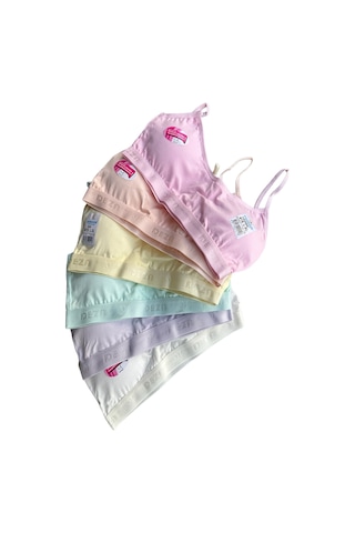 6'lı Paket Askılı Pedli Düz Büstiyer Karışık Renk Karışık Renk