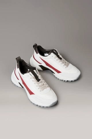 Calvin Klein Kadın Karışık Materyalli Kalın Tabanlı Sneaker - Beyaz Lily White/beluga