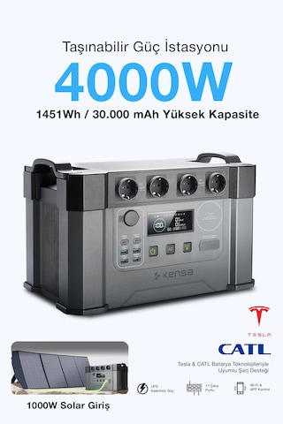 4000w Taşınabilir Güç Istasyonu - 1451wh Lifepo4 Batarya Solar Destekli Ups Hızlı Şarj App Kontrollü