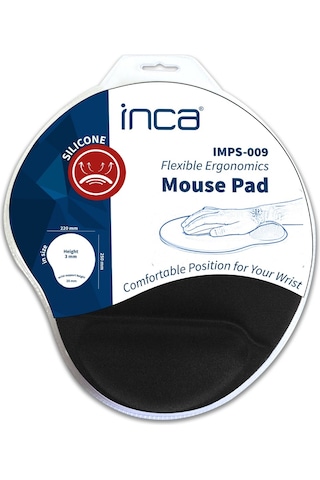 Inca Imps-009 Bilek Destekli Silikon Mousepad Large Kaydırmaz Taban Siyah