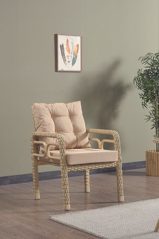 Rio Rattan Bahçe Balkon Oturma Takımı 2+1+1+camlı Masa Cappuccino Cappuccino