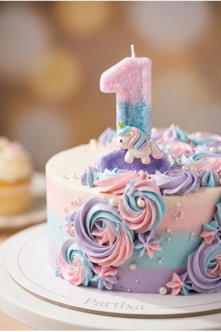 Unicorn Figürlü Pastel Renkli Rakam Mum Doğum Günü Pasta Süsü