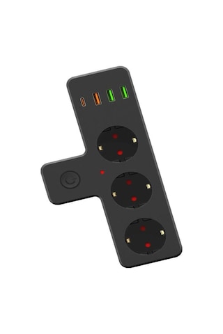 Ftro12 Kablosuz Termal Akım Korumalı 3'lü Priz 3'usb 1'type-c 20w