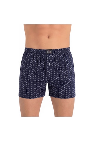 Öts Erkek %100 Pamuk Boxer Desenli Düğmeli Premium Günlük Kullanım 2651 Koyu