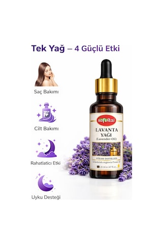 Safvital Lavanta Yağı 20 Ml Aromaterapi Yağı Ferahlatıcı Koku Günlük Kullanıma Uygun Bitkisel Bakım Yağı