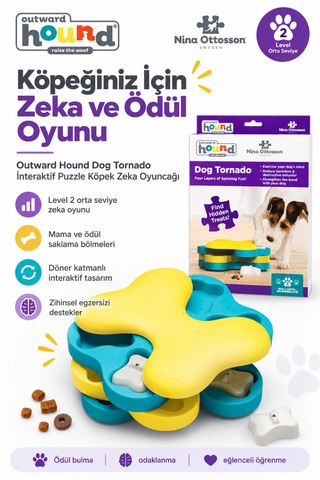 Outward Hound Dog Tornado Köpek Zeka Oyuncağı Döner Katmanlı Ödül Mama Bulmacası
