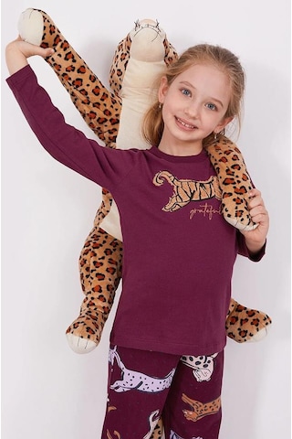 Arnetta 2169 Garson Grateful Mor Kız Çocuk Uzun Kol Pijama Takım Bordo