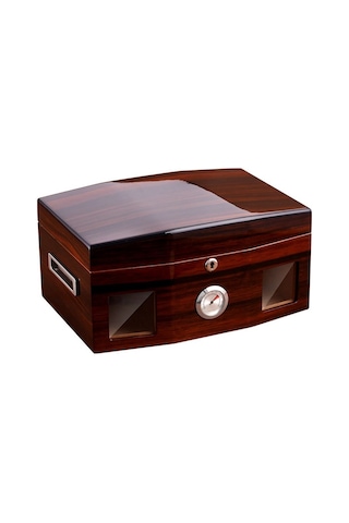 İtalyan Sediri 2 Katlı Camlı Özel Humidor Puro Kutusu Rd18