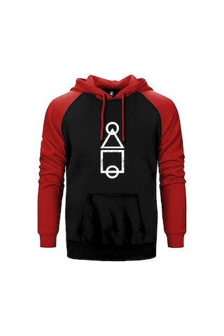 Squid Game Keys Kırmızı Reglan Kol Kapşonlu Sweatshirt Kırmızı