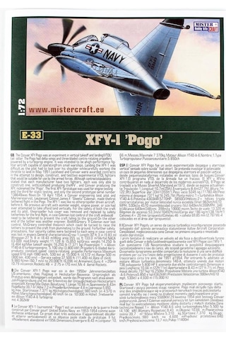 Mistercraft E065 1/72 Xfy-1 Pogo Savaş Uçağı Plastik Model Kiti-56322