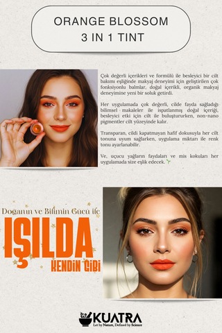 Orange Blossom Lip-cheek-eye Tint Doğal İçerikli Çok Amaçlı Allık, Ruj, Göz Farı Makyaj Beraberinde Çok Değerli Besleyici Cilt Bakımı Turuncu