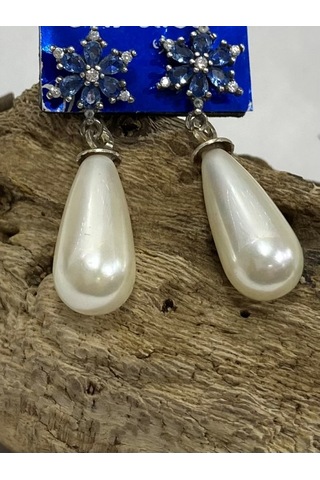 Gümüş İncili Kadın Küpe Beyaz