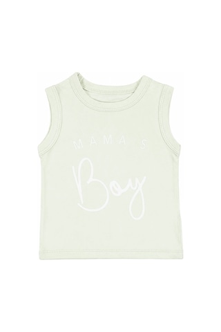 Bebegen Erkek Bebek Ekru Yeşil Mamas Boy Yazılı Şortlu 2'li Takım