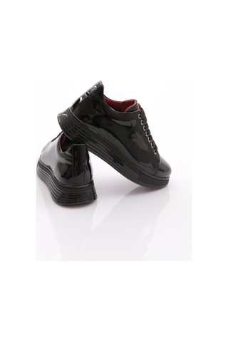 Dgn 15275-ss Erkek Bağcıklı Casual Sneakers Ayakkabı Siyah Rugan