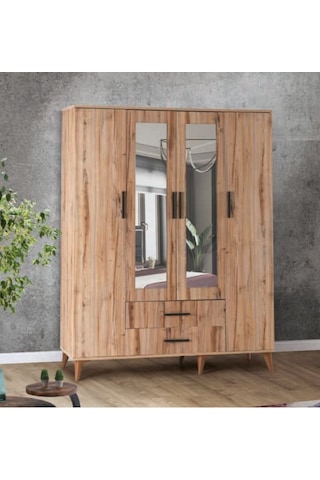Bera Atlantik Çam 4 Kapılı Yakut Dolap