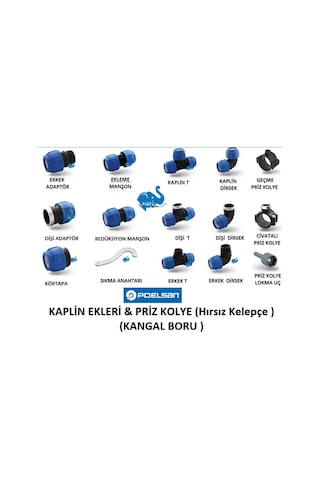 Poelsan Kaplin Ekleme Manşon,T,Dirsek,Tapa,Priz Kolye(Pe100 Boru)