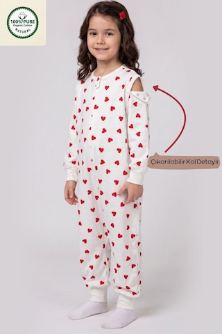 Cantoy Pazen Çıtçıtlı Çıkarılabilir Kollu Bebek Çocuk Uyku Tulumu 1.0 Tog %100 Pamuk Natural Kırmızı