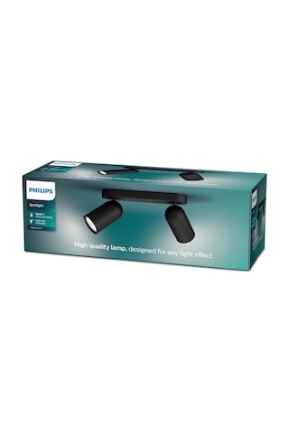 Philips myLiving Pongee Tavan/Duvar 2'li Siyah Spot Lamba GU10 Duy (Ampul birlikte verilmez)