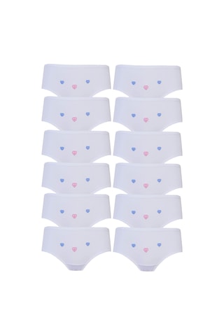 Hepsine Rakip Tutku Kız Çocuk İnce Bel İşlemeli Bato Külot 12'li Paket %100 Pamuk Tkc0821 Beyaz