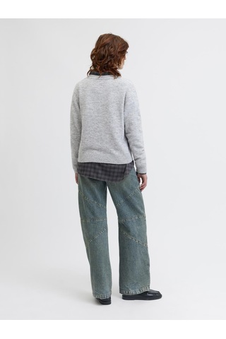 Jack & Jones Kadin Bisiklet Yaka Alpaka Yünlü Kazak - Evi - 12281702 Medium Grey Melange