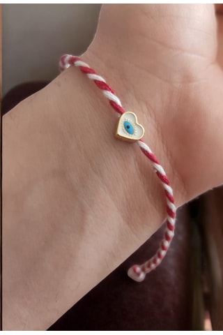 Marteniçka Kalpli Nazar Boncuk Göz Şans Bileklik Seti 2 Adet Gold