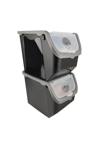 Digithome Coral 2'li Soğan Patates Saklama Kabı 12 Litre - Gri