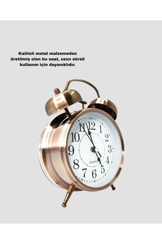 Nostaljik Bronz Metal Alarmlı Masa Saati Büyük Boy Dekoratif Ve Şık Tasarım Diğer 80518348