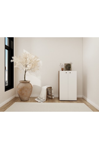 2 Kapaklı Çok Amaçlı Amalfi Beyaz Dolap Kahverengi - Beyaz