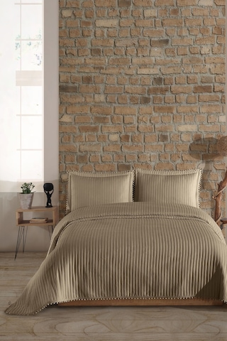 Elart Florita Yatak Örtüsü Seti Çift Kişilik 240x260 Cm Bej Bej