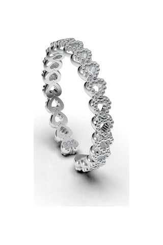 925 Ayar Oksitli Sıralı Tamtur Kalp Ayarlanabilir Gümüş Yüzük Rr10034 Gümüş