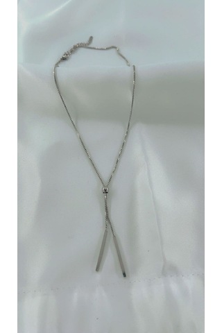 Kadın Ayarlana Bilinir Zincir Çelik Kolye Gümüş Renk