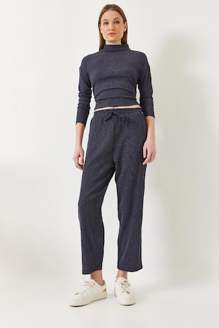 Kadın Crop Bluz Ve Beli Lastikli Pantolonlu Alt Üst Takım 60261363 - Lacivert