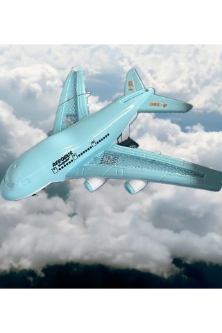 Işıklı, Uzaktan Kumandalı 6 Yöne Hareket Edebilen Eğlenceli Airbas Yolcu Uçağı - Kumandalı Uçak 001