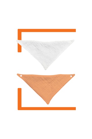 Bebek Ağız Bezi Salya Önlüğü Fular Çok Amaç 2'li K-byz Beyaz - Kiremit