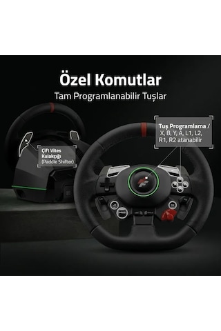 Flashfire F117 Monaco 900 / 270 Titreşimli Yarış Direksiyon Seti Hall-effect Sensör, 6 İleri Manuel Vites, 3 Pedallı Pc / Ps4 / Ps3 / Xbox Series X S / Switch Uyumlu