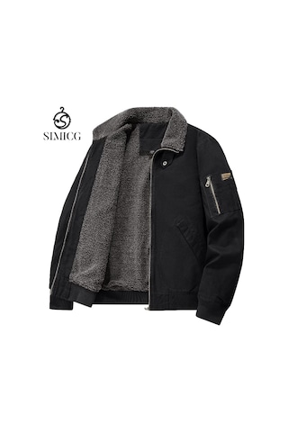 Yakalı Erkek Sıcak İş Ceketi Siyah