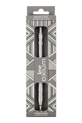 Serve Axium Mekanik Kurşun Kalem 0.7 Mm Alüminyum Gövde - Metalik Gri Çok Renkli